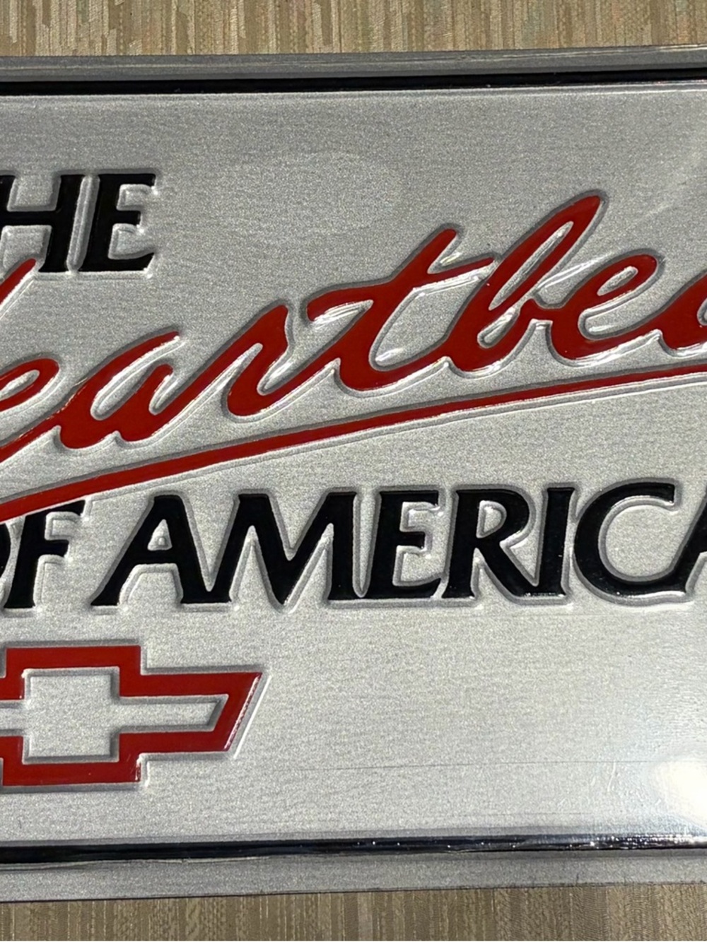 Vintage NOS Chevrolet Heartbeat of America License Plate Insert